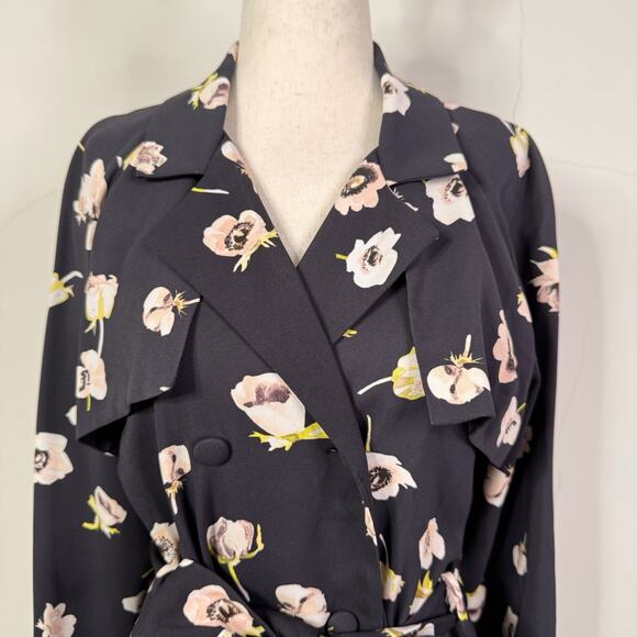 Lela Rose Midnight Floral Lace Hem Double Breasted Wrap Dress Size 2 NWT - Picture 3 of 16